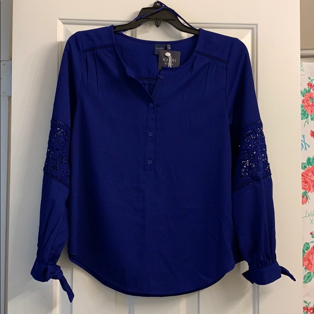 Kaari Blue Royal Blue Crochet Top